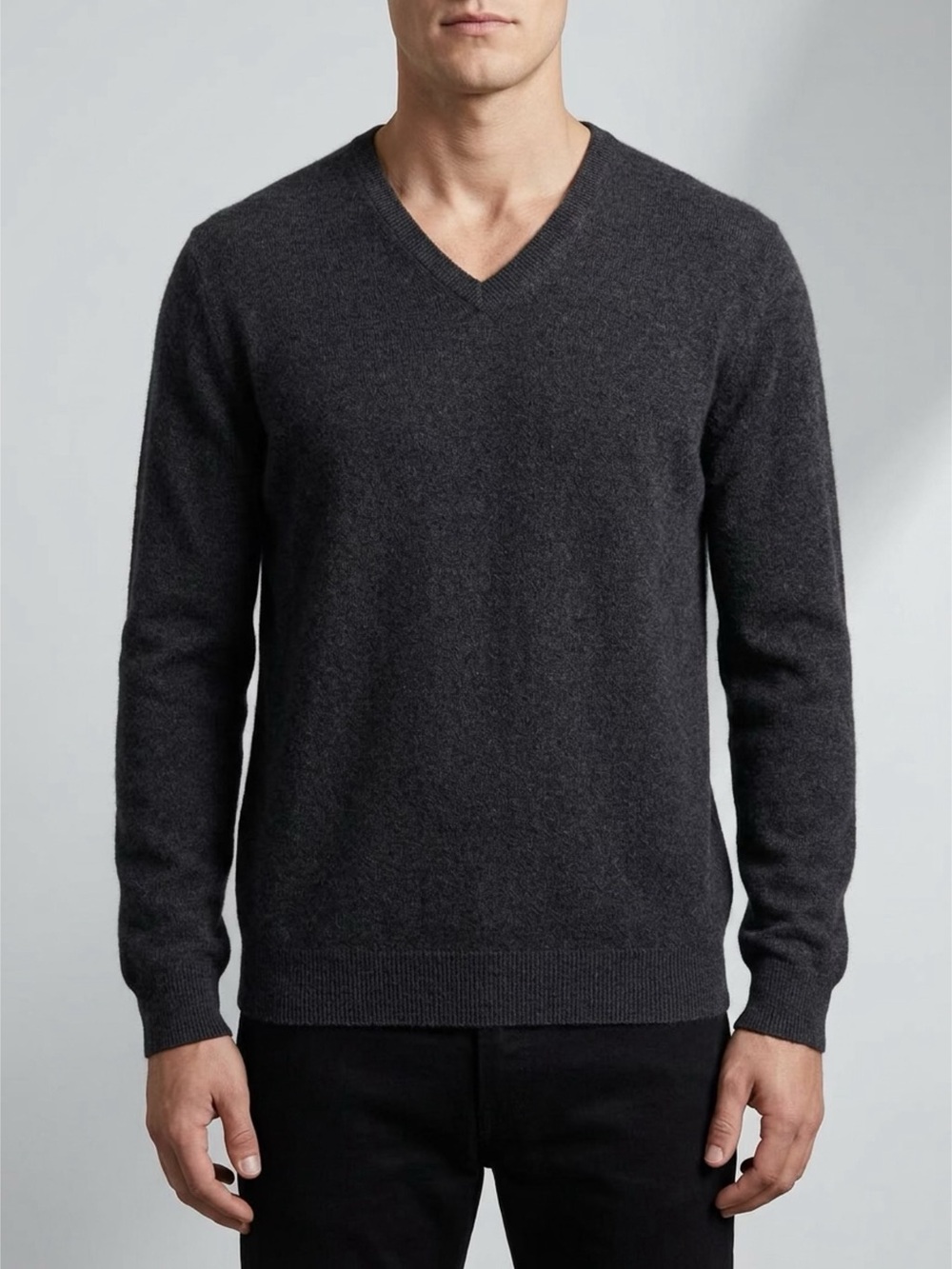 Club Room Men’s XL 100% Cashmere V-Neck Sweater Charcoal Gray Luxury Knit